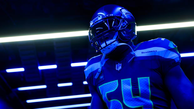 Seattle Seahawks linebacker Bobby Wagner (54) exits the locker room before pregame warmups against the Philadelphia Eagles at Lumen Field.